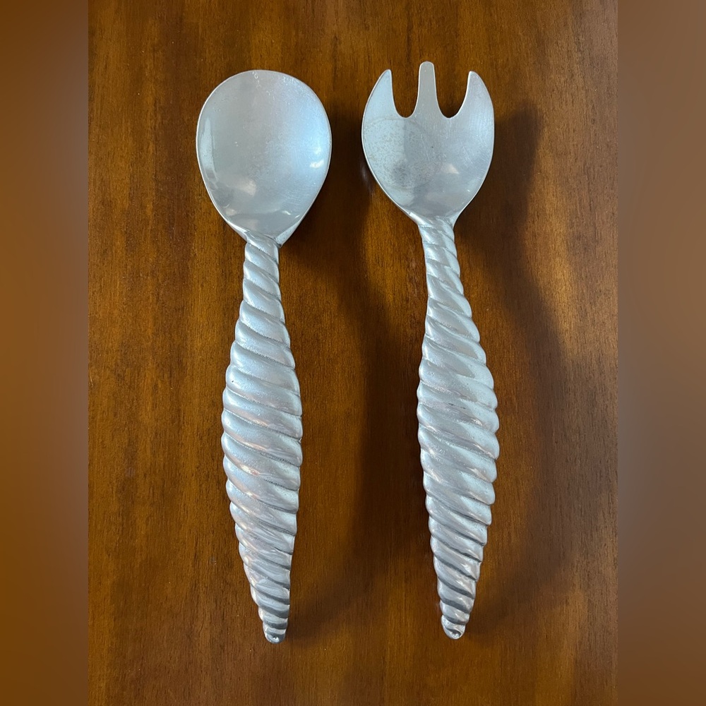 Vintage 1995 Mariposa Brillante cast aluminum salad servers